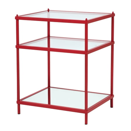 Furniture of America Tenne Glass Top Side Table, Red