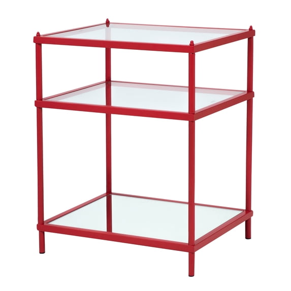 Furniture of America Tenne Glass Top Side Table, Red