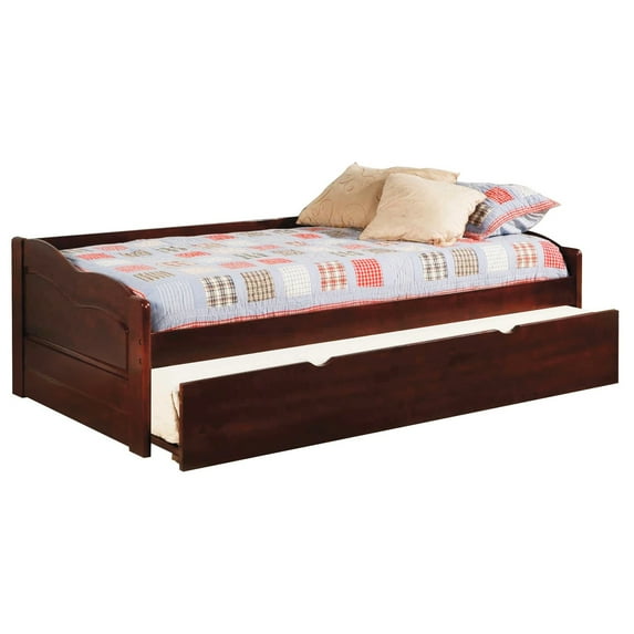 Furniture of America Terin Wood Kids Cherry Twin Daybed with Trundle