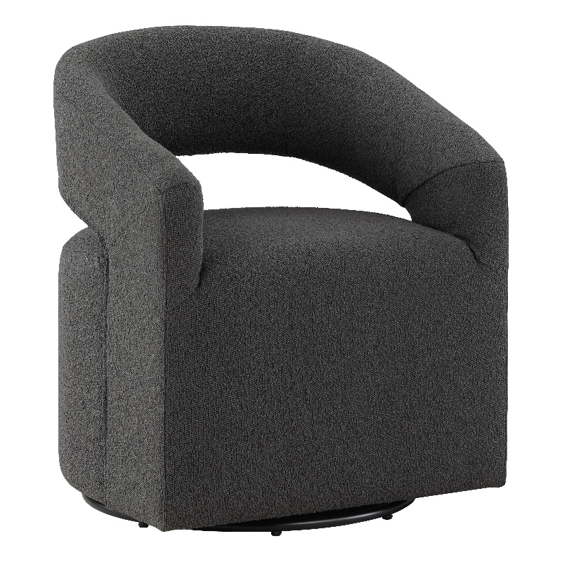 Furniture of America Tess Charcoal Boucle Fabric Barrel Chair Swivel