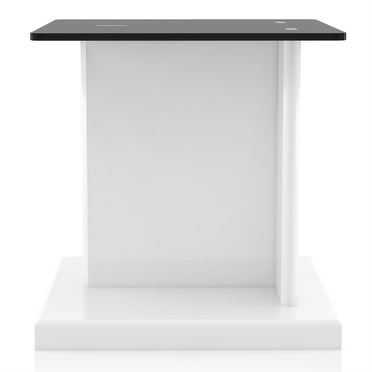 Furniture of America Thame Contemporary Glass Top End Table in White