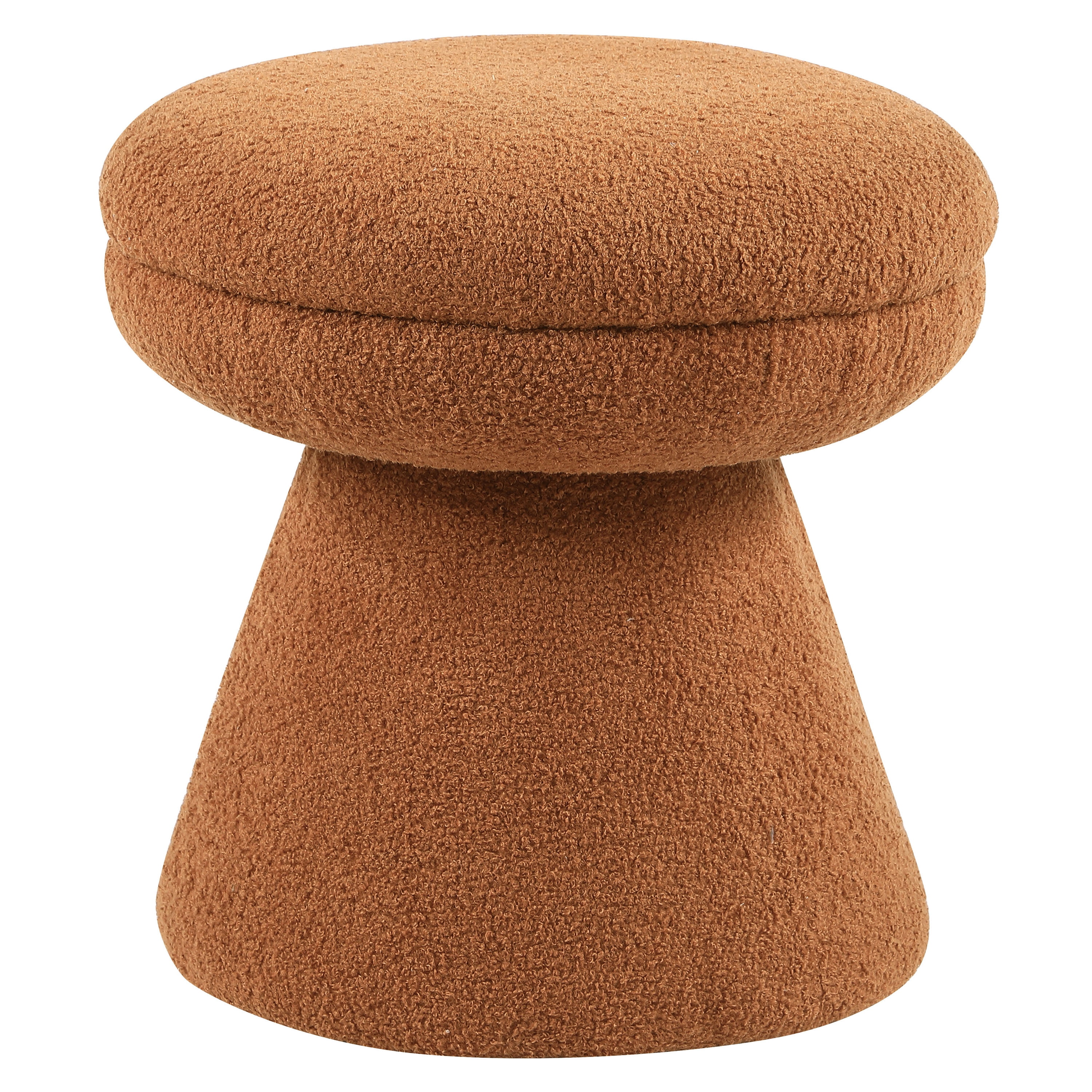 Furniture of America Thia Modern 17.5" Upholstered Mushroom-Shape Design Stool, Saddle Brown