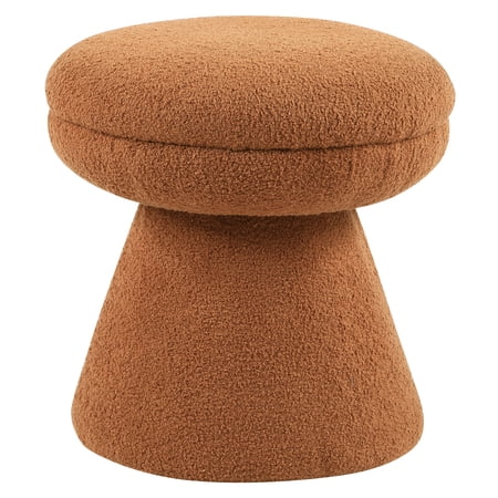 Furniture of America Thia Modern 17.5" Upholstered Mushroom-Shape Design Stool, Saddle Brown