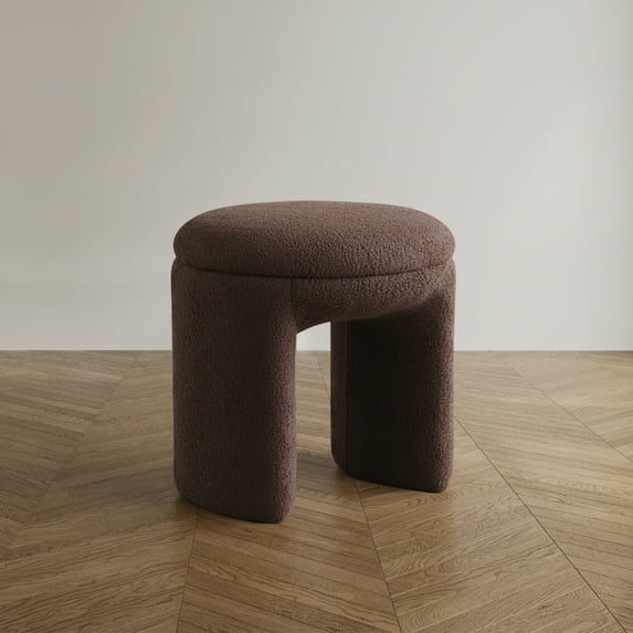 Furniture of America Thia Modern 18" Upholstered U-Shaped Indoor Stool, Brown
