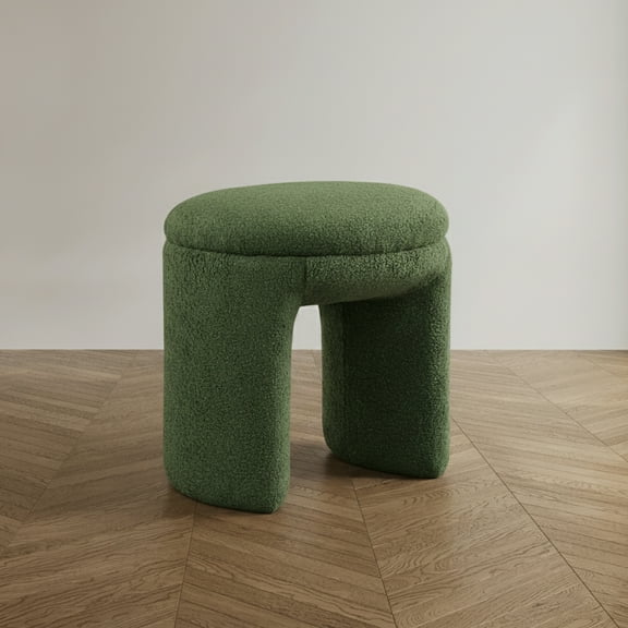 Furniture of America Thia Modern 18" Upholstered U-Shaped Stool, Green