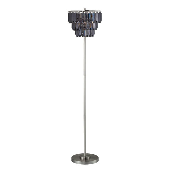 Furniture of America Tierney Contemporary Crystal Jewel Floor Lamp, Black and Chrome