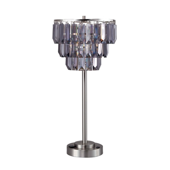 Furniture of America Tierney Contemporary Crystal Jewel Table Lamp, Black and Chrome