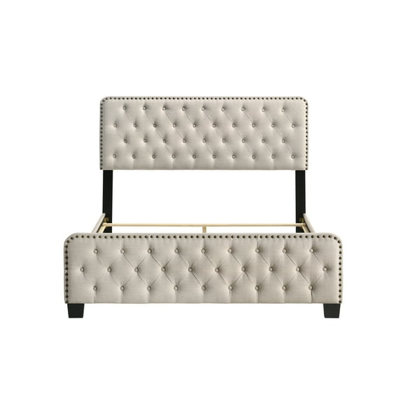 Furniture of America  Tilly Button Tufted Fabric Upholstered Bed Beige Queen