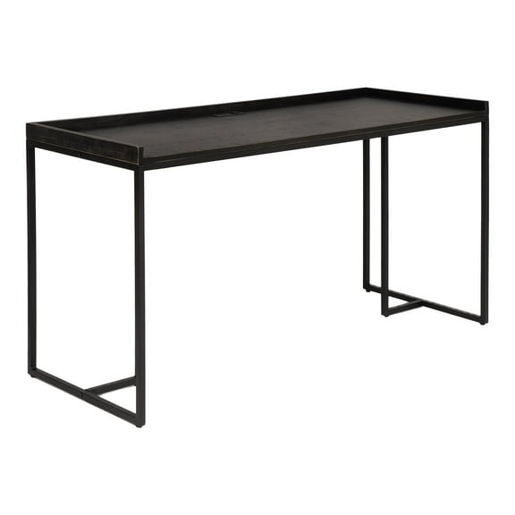 Furniture of America Timor Modern Wood Computer Desk with USB in Black