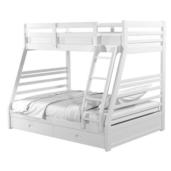 Furniture of America Tomi Wood Twin over Full Storage Bunk Bed in Brushed White