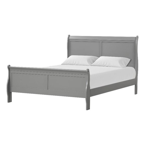 Furniture of America Toni Solid Wood Sleigh Queen Bed in Gray