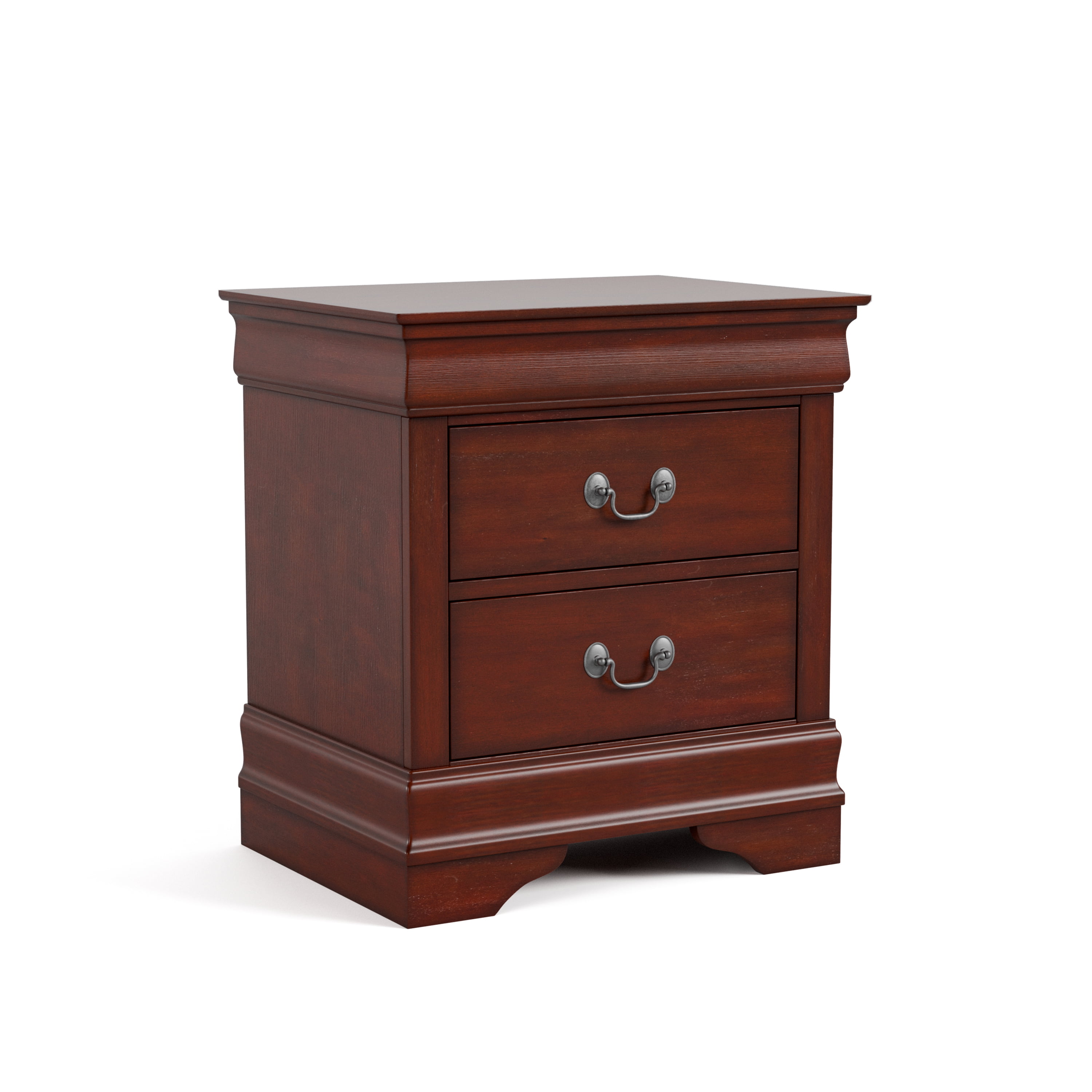 Cherry Solid Wood 2-Drawer Traditional Nightstand