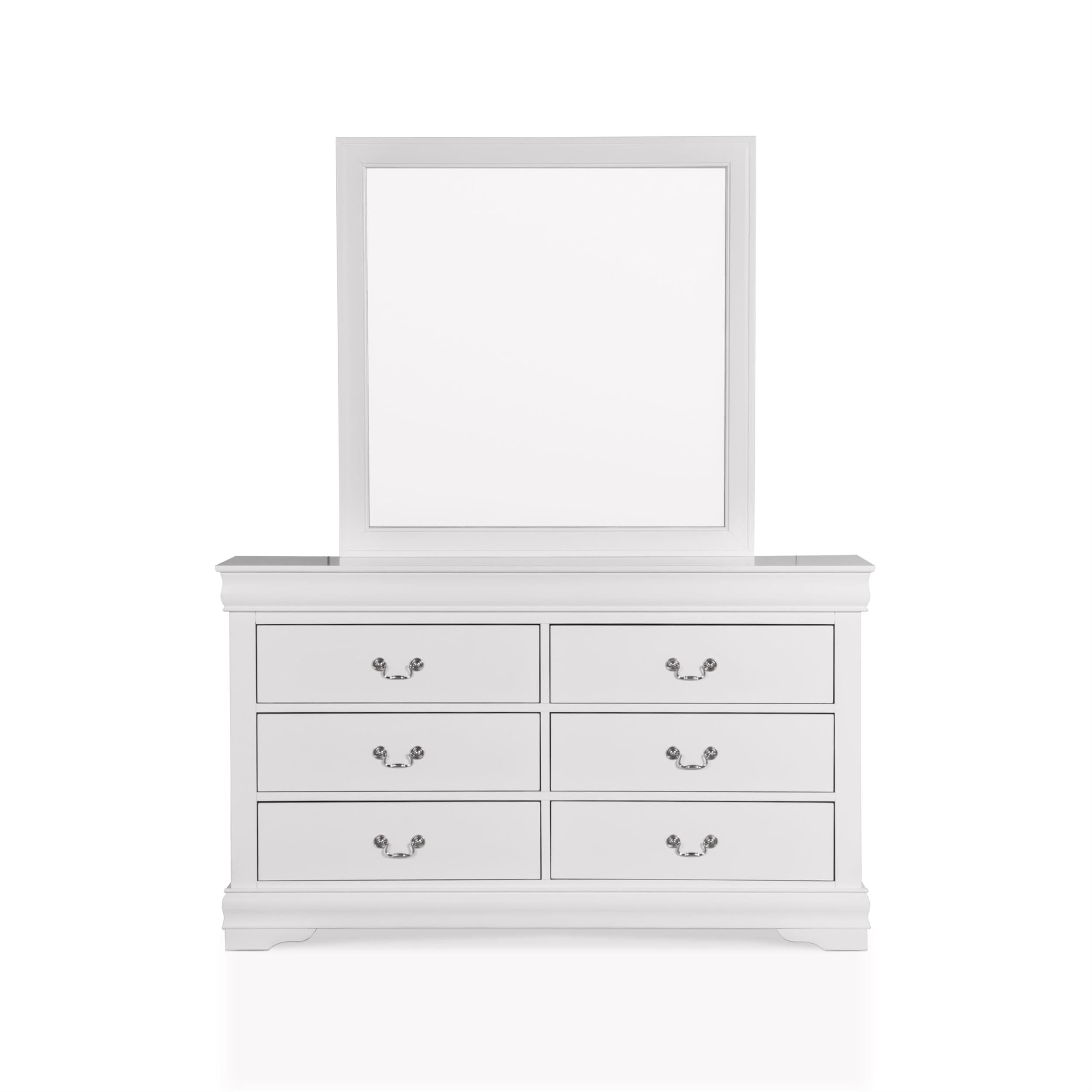 Furniture of America Toni Wood 6-Drawer Dresser with Mirror in White