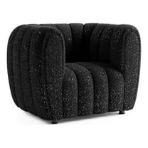 Furniture of America Totulem Boucle Fabric Channel Tufted Arm Chair in Black