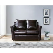 Furniture of America Transitional Faux Leather Lillard Loveseat, Brown