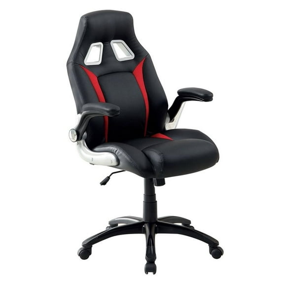 Furniture of America Trevor Faux Leather Adjustable Office Chair in Black