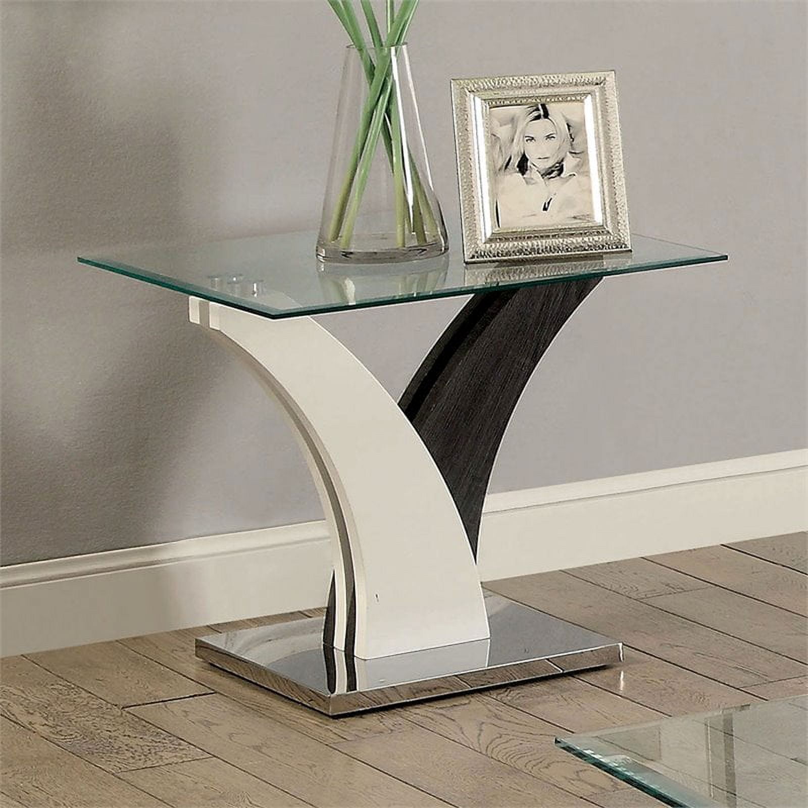 Furniture of America Tri Contemporary Glass Top Console Table in White and  Gray