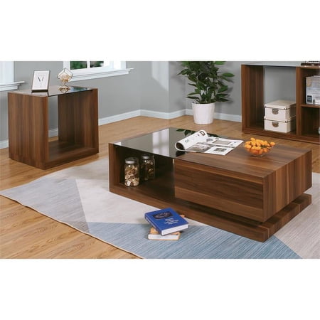 Furniture of America Trice Contemporary Wood 2-Piece Coffee Table Set in Walnut