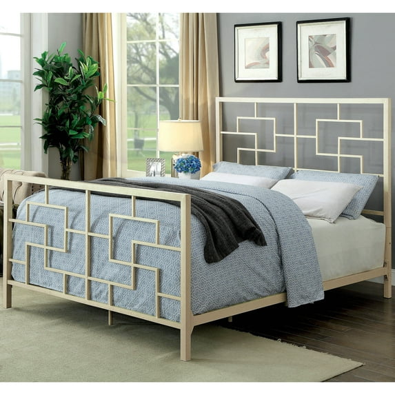 Furniture of America Tristen Metal Panel Bed, California King, White