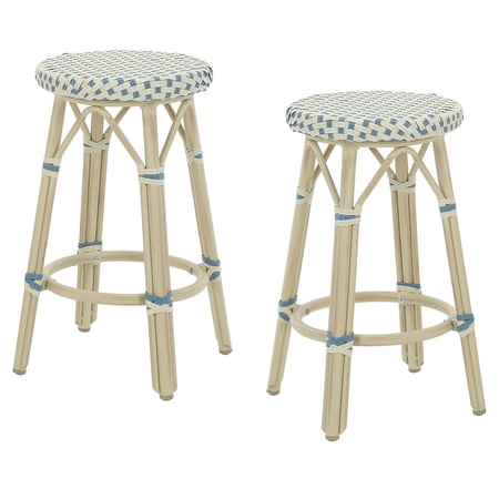 Furniture of America Tropaz Set of 2 26-in Outdoor Metal Bar Stool, Blue