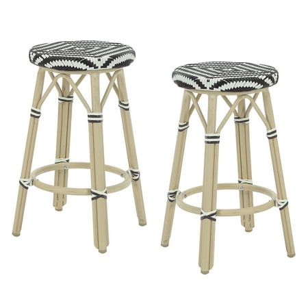 Furniture of America Tropaz Set of 2 26-in Outdoor Metal Bar Stool, Brown