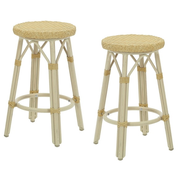 Furniture of America Tropaz Set of 2 26-in Outdoor Metal Bar Stool, Natural