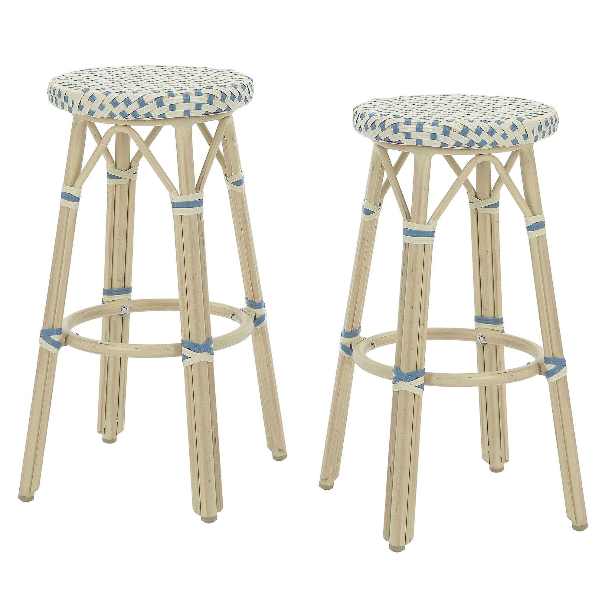 Furniture of America Tropaz Set of 2 30-in Outdoor Metal Bar Stool, Blue