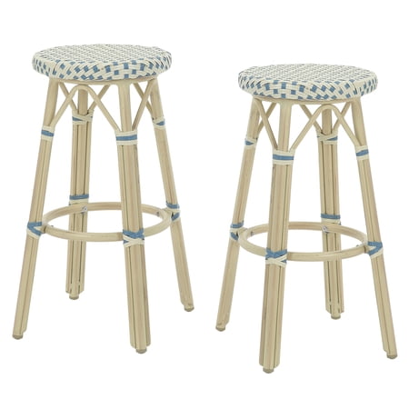 Furniture of America Tropaz Set of 2 30-in Outdoor Metal Bar Stool, Blue