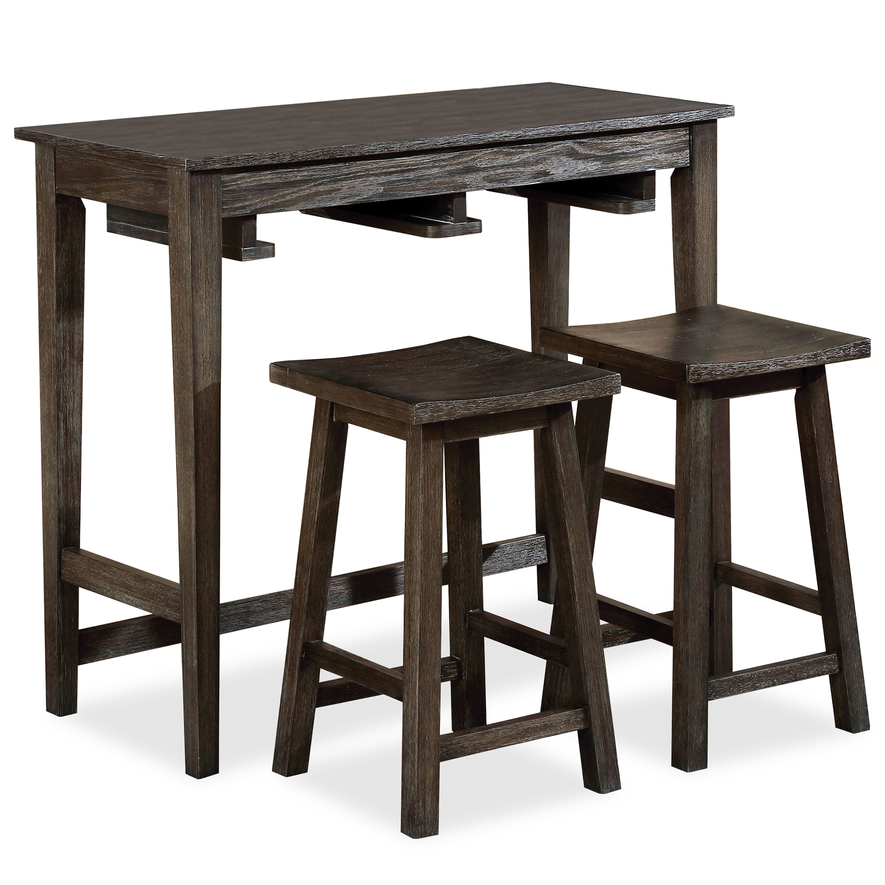 Furniture of America Tryst 3-Piece Wood Bar Table Set, Gray
