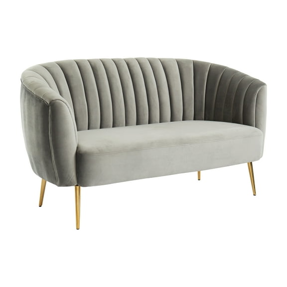 Furniture of America Tufted Contemporary Fabric Darque Loveseat, Gray
