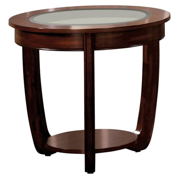 Furniture of America Tunton Solid Wood 1-Shelf End Table in Dark Cherry