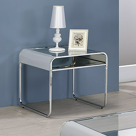 Furniture of America Twila Glass Top End Table, Chrome