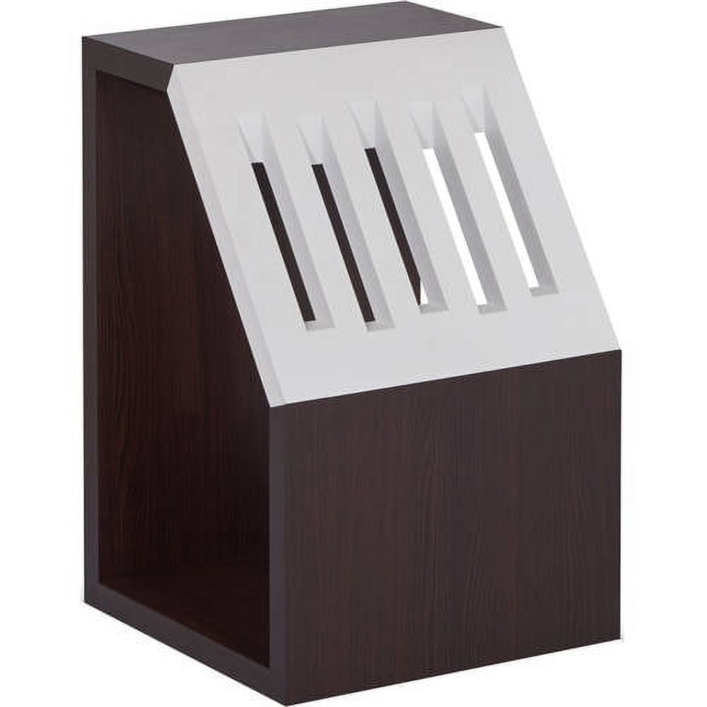 Furniture of America Two Tone End Table and Book Holder in White/Walnut Finish