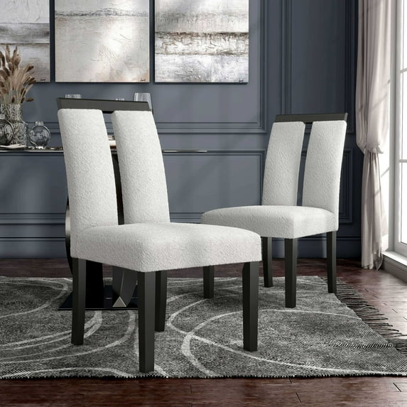 Furniture of America Vana Upholstered Fabric White and Black Side Chairs (Set of 2)