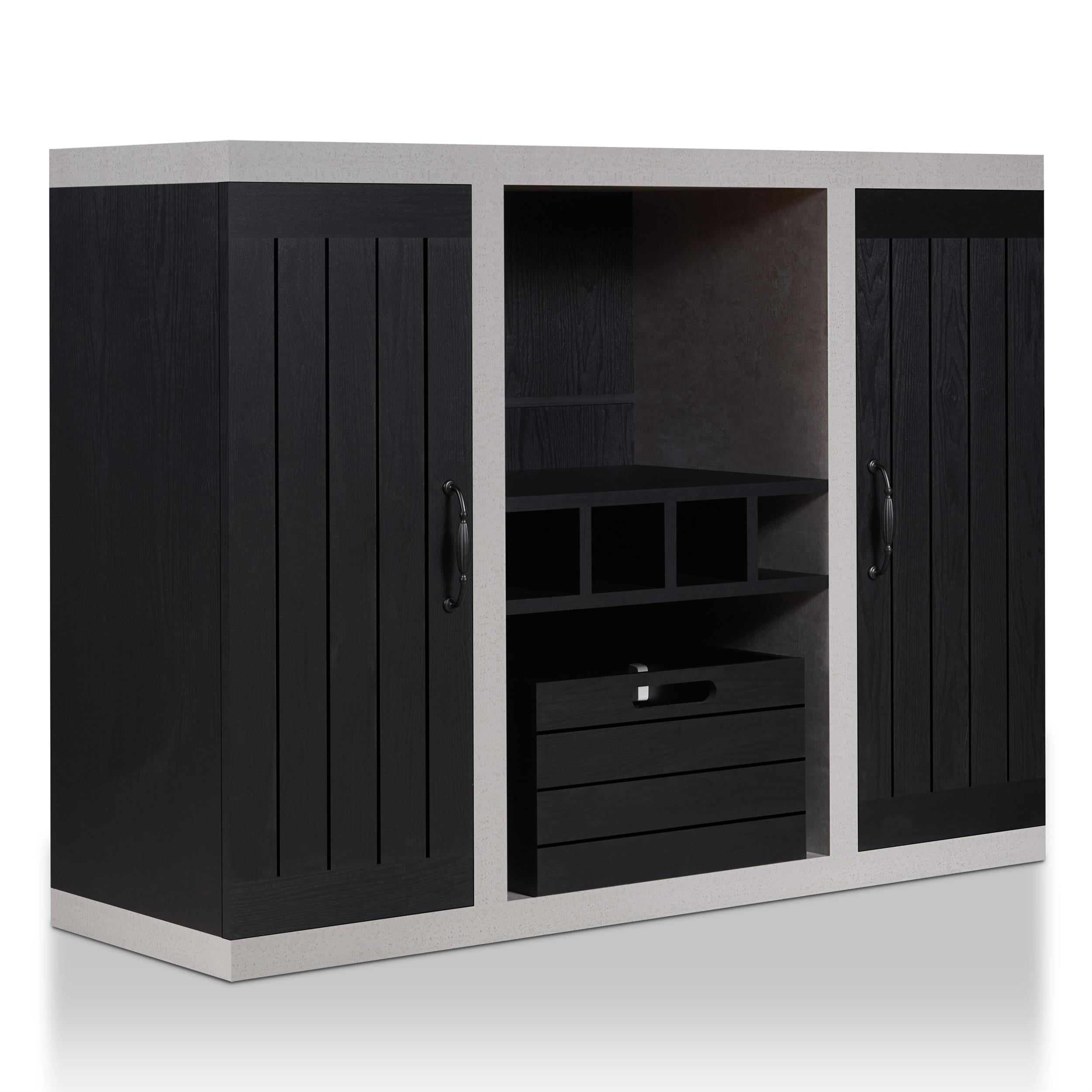 Vando Black and Cement Industrial Multi-Storage Buffet