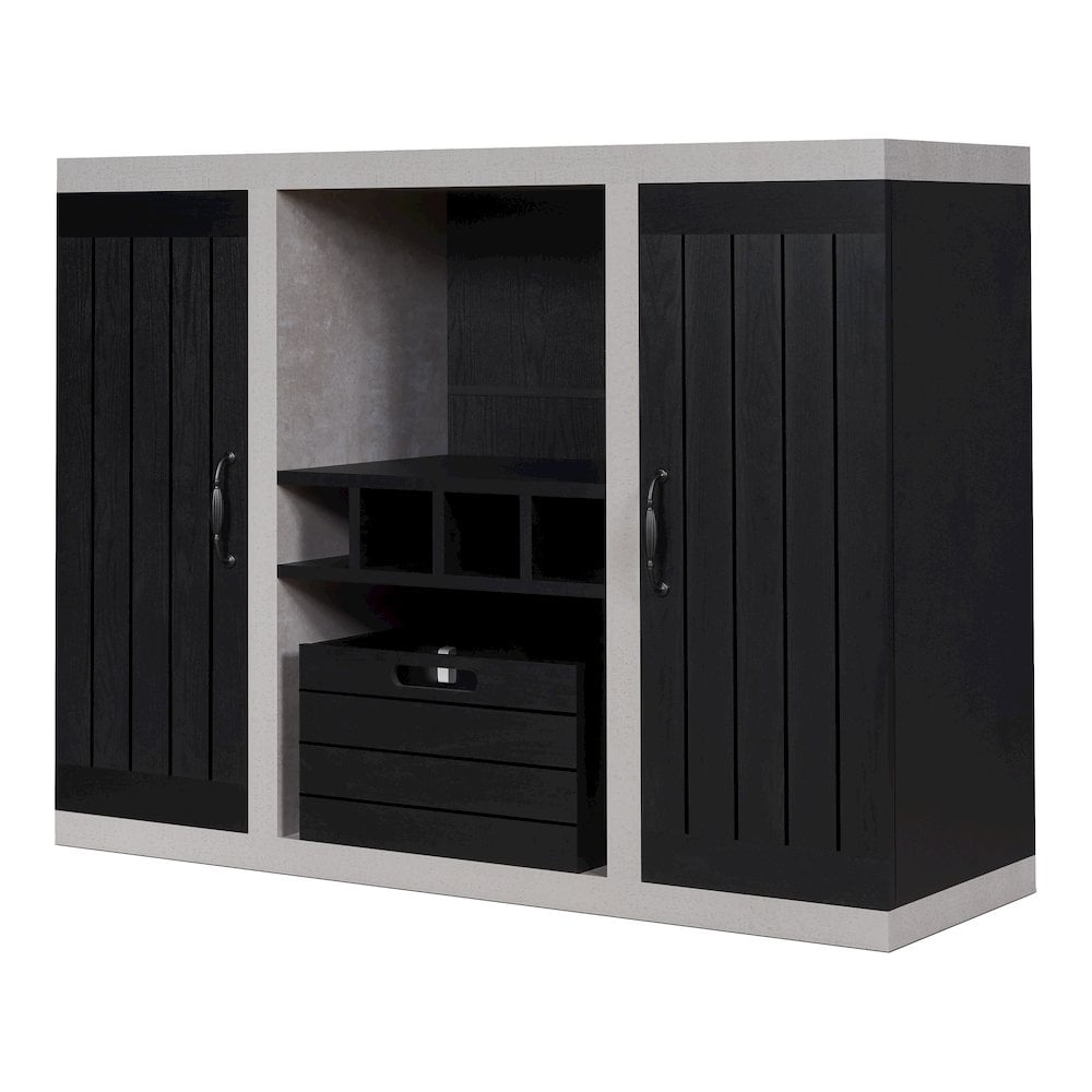 Vando Black and Cement Industrial Multi-Storage Buffet