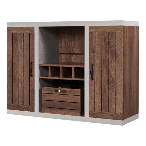 Furniture of America Vando Industrial Wood Multi-Storage Buffet in Walnut