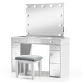 thumbnail image 1 of Furniture of America Varbo Solid Wood 3-Piece Vanity Set with Bulbs in White, 1 of 4