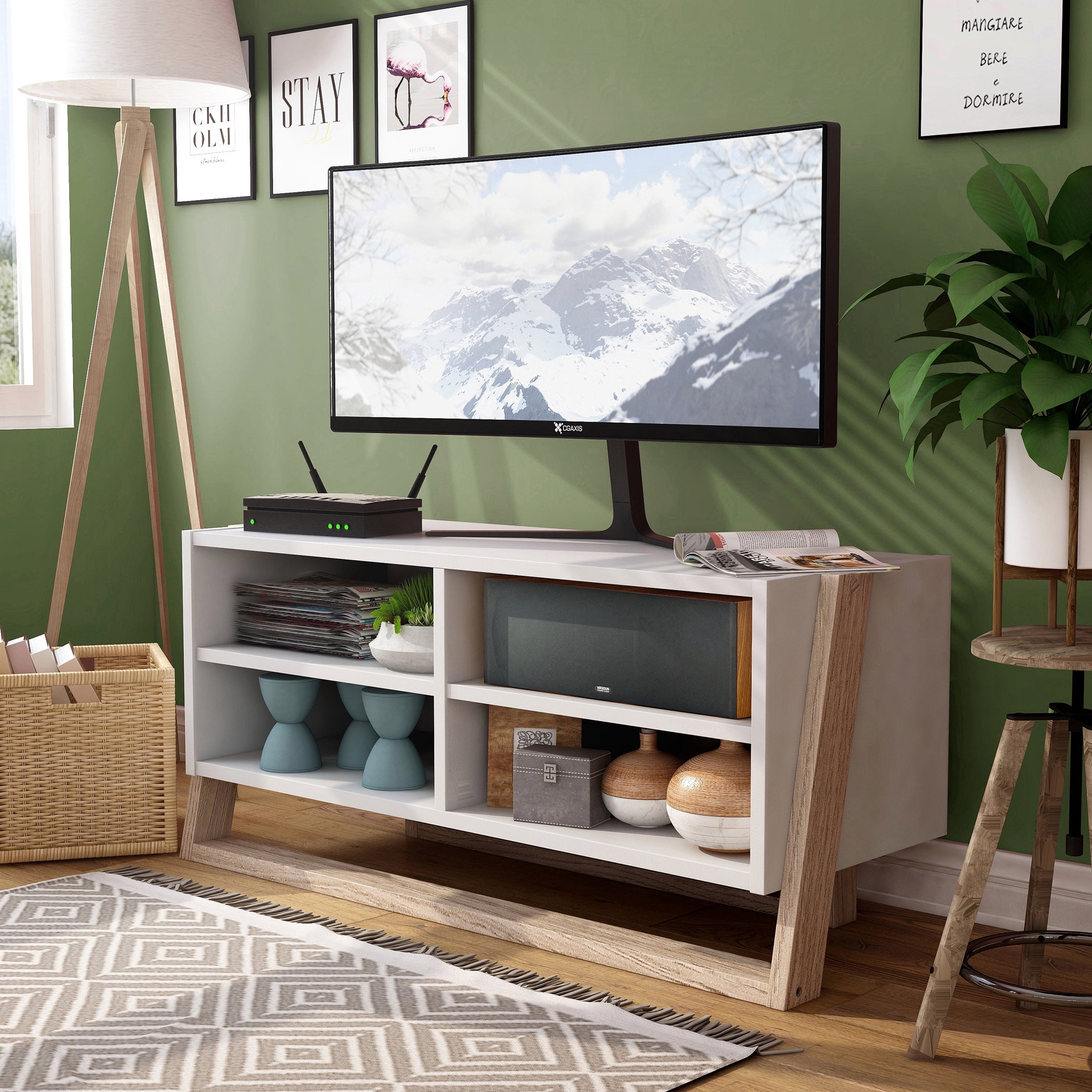 Furniture of America Vashna TV Stand for TVs up to 56", Natural