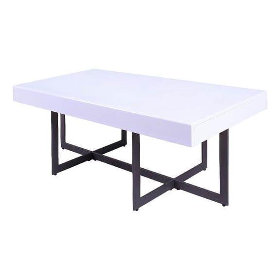 Furniture of America Vasket Contemporary Metal 2-Drawer Coffee Table in White