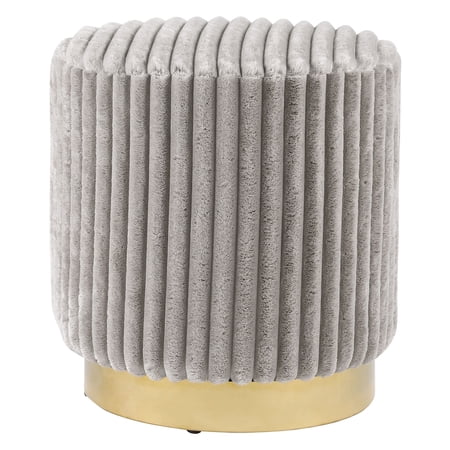 Furniture of America Vena Modern 16" Upholstered Fabric Round Indoor Stool, Gray and Gold