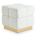 thumbnail image 1 of Furniture of America Vena Modern 18" Boucle Fabric Square Storage Stool, Beige, 1 of 16