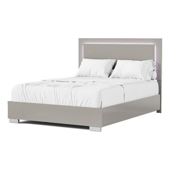 Furniture of America Ventrack LED Light Wood Eastern King Bed in Light Taupe