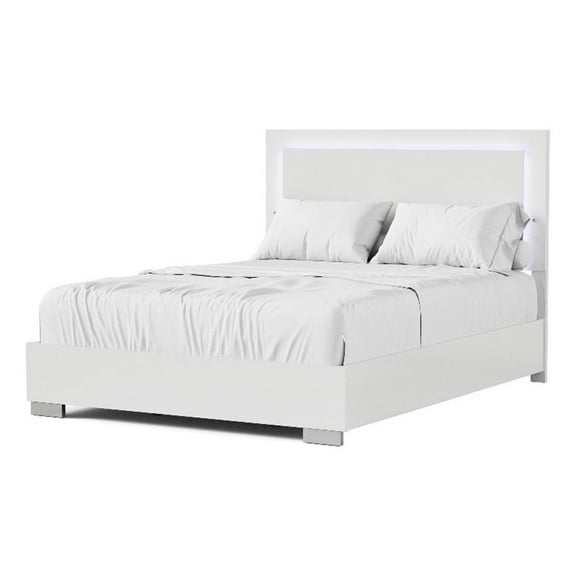 Furniture of America Ventrack LED Light Wood Queen Bed in White