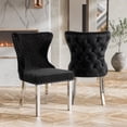thumbnail image 1 of Furniture of America Vera Glam Nailhead Trim Dining Chairs, Black and Chrome (Set of 2), 1 of 15