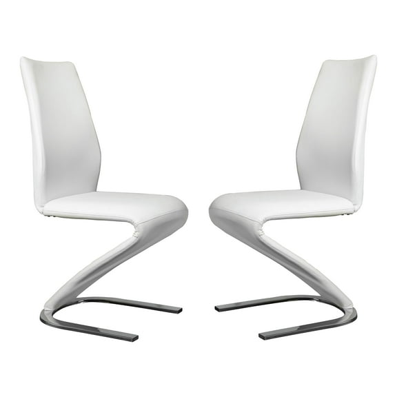 Furniture of America Verdell Faux Leather Dining Chair in White (Set of 2)