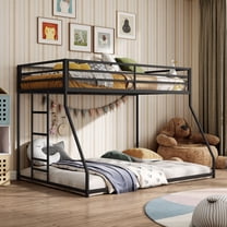 Furniture of America Veric Kids Twin Over Full Low Profile Bunk Bed, Black