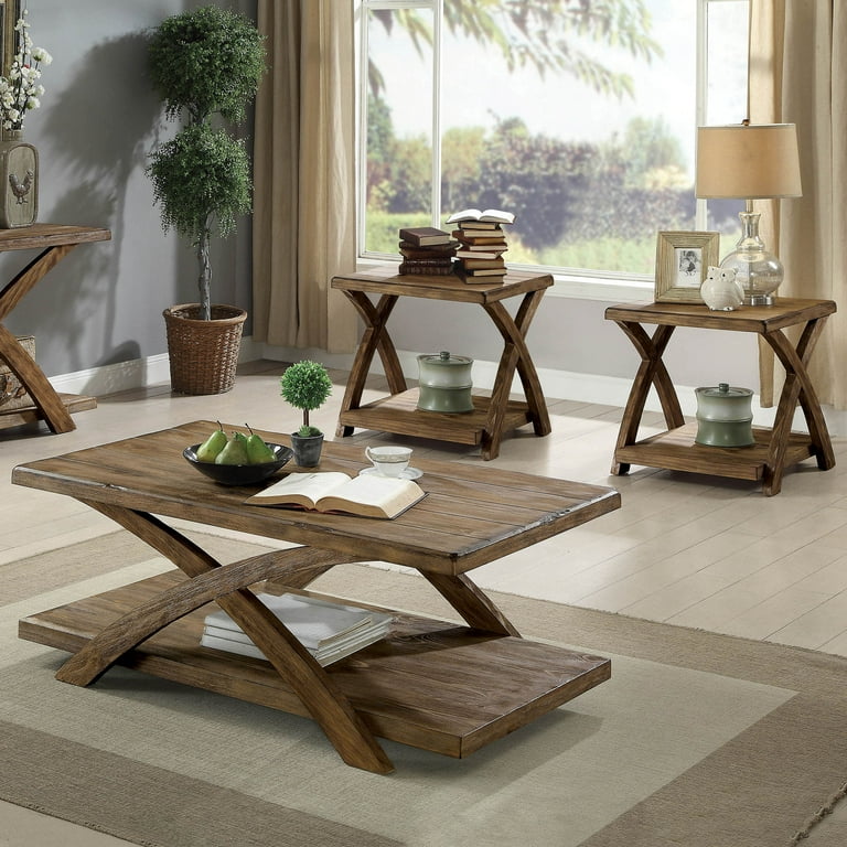 Light wood coffee table set deals