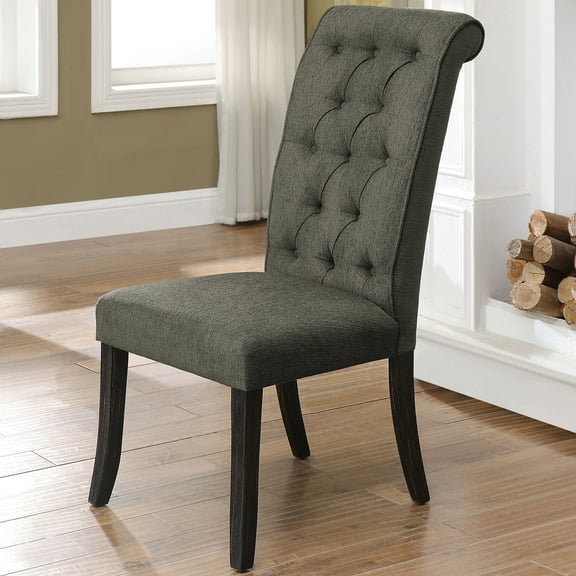 Furniture of America Verona Upholstered Tufted Fabric Gray Side Chairs (Set of 2)