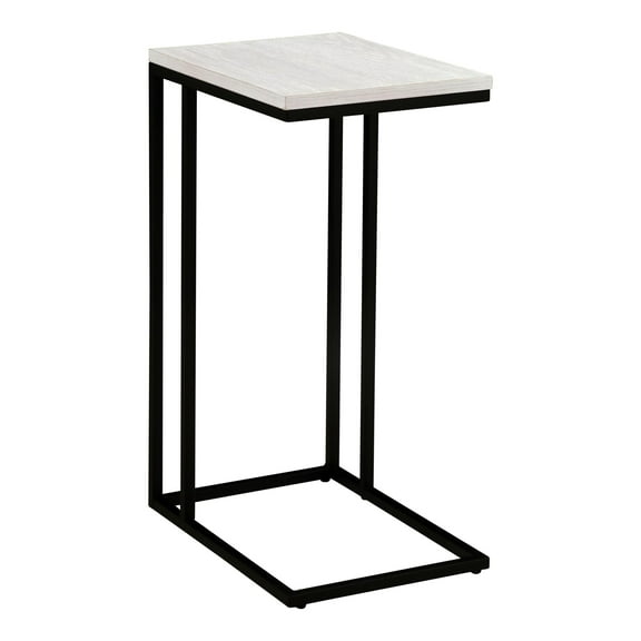 Furniture of America Vidan Rustic Metal C-Shaped Side Table in Antique White